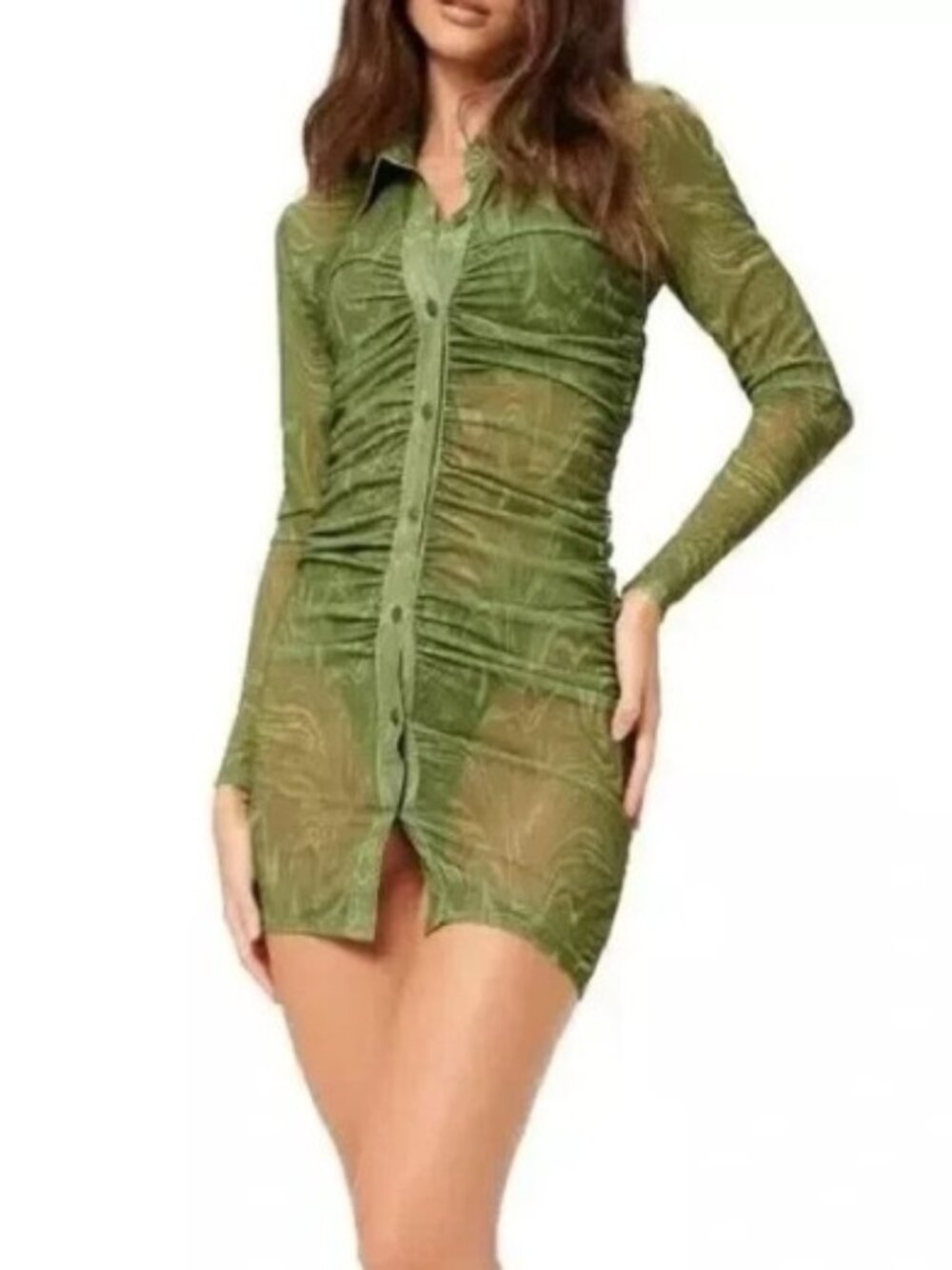 Good American Pesto Swirl Bodycon Mini Dress Sz 3 Large - Picture 2 of 9